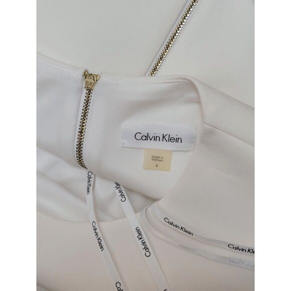 CALVIN KLEIN Women's Cold-Shoulder White Scuba Sheath Dress SIZE 6 - Picture 11 of 16
